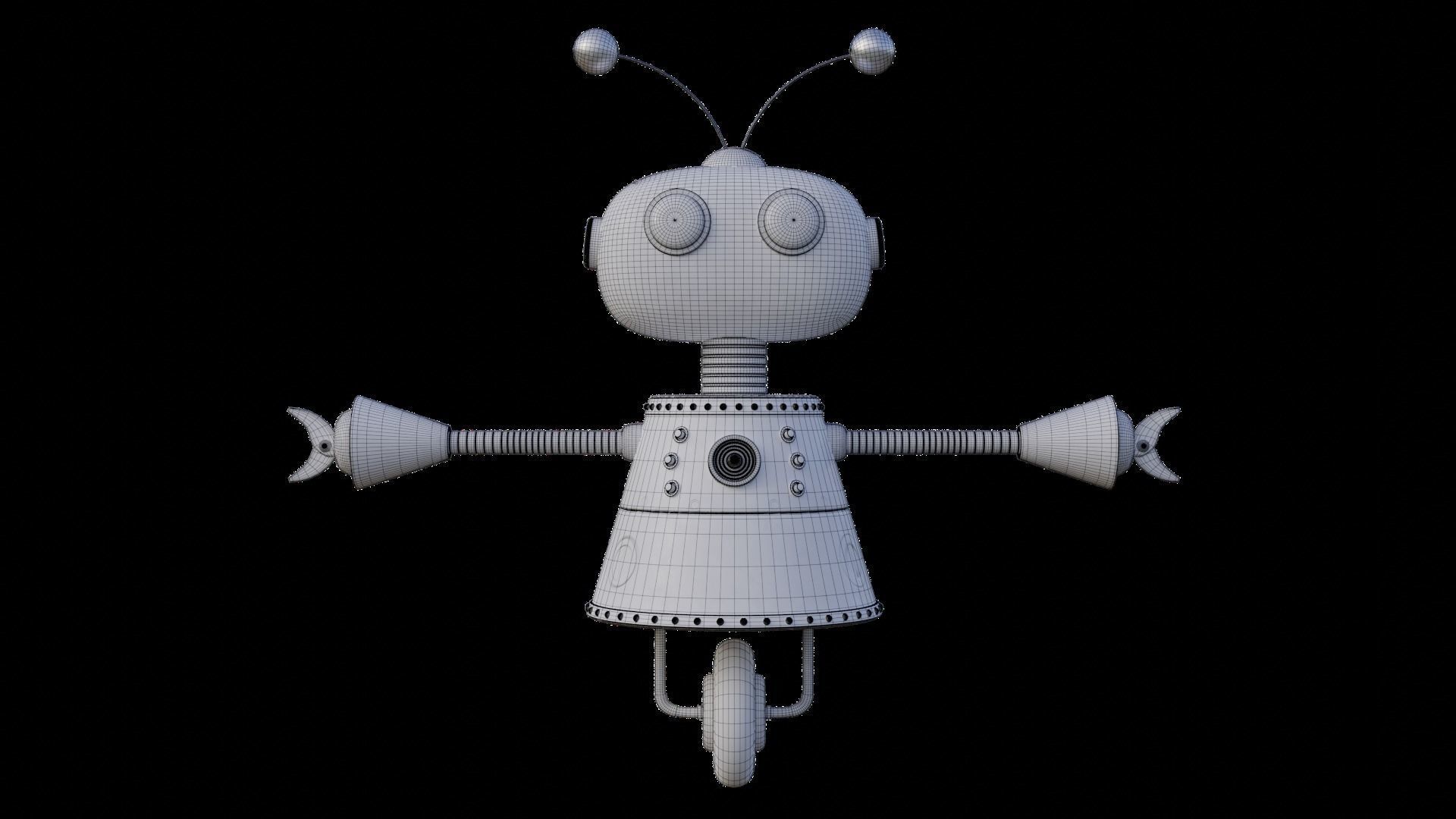 Cartoon Robot Rigged in Blender Low-poly 3D model_19