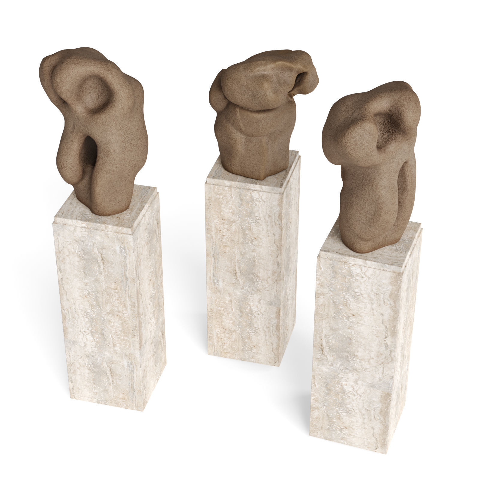 Abstract Ceramic art pedestal Low-poly 3D model_1