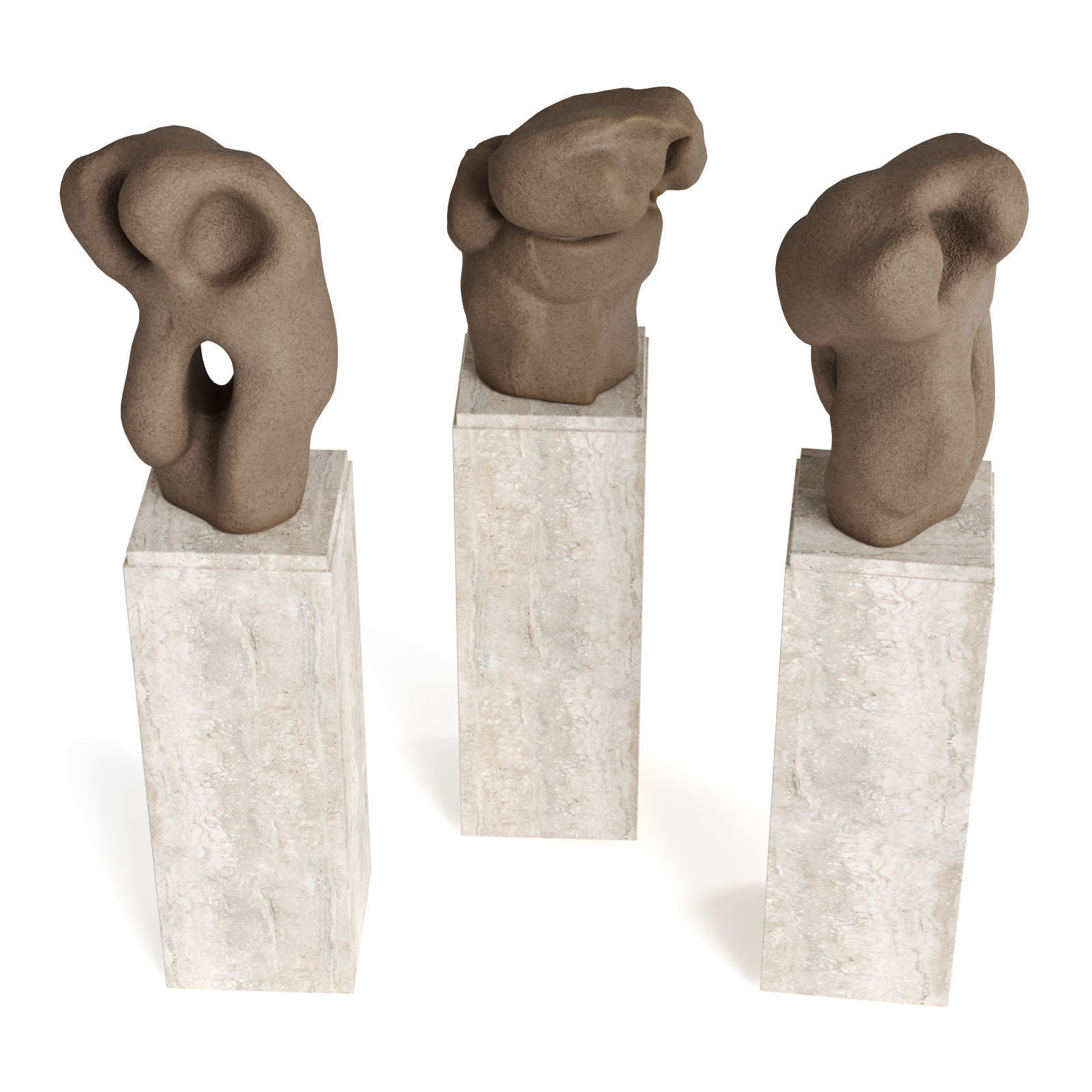 Abstract Ceramic art pedestal Low-poly 3D model_3