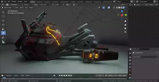 Scifi hover bike low poly