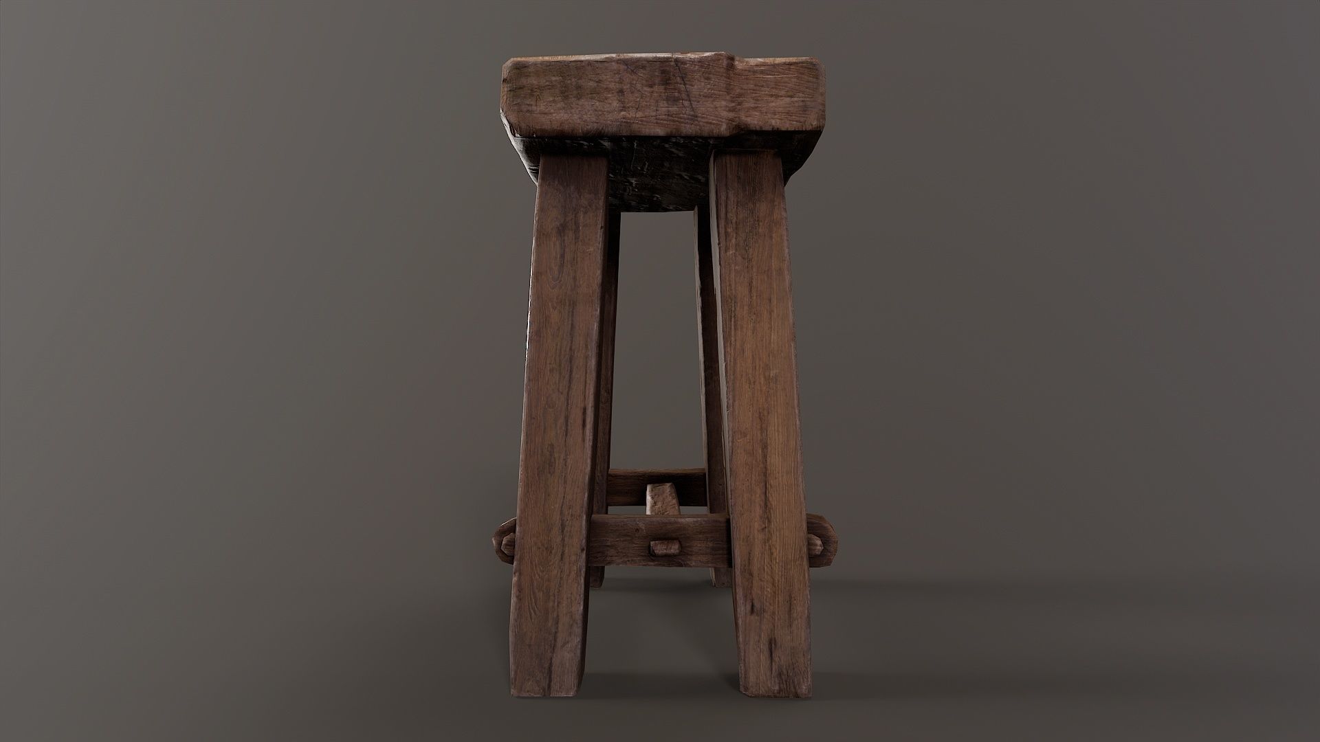 Medieval stool Low-poly 3D model_6