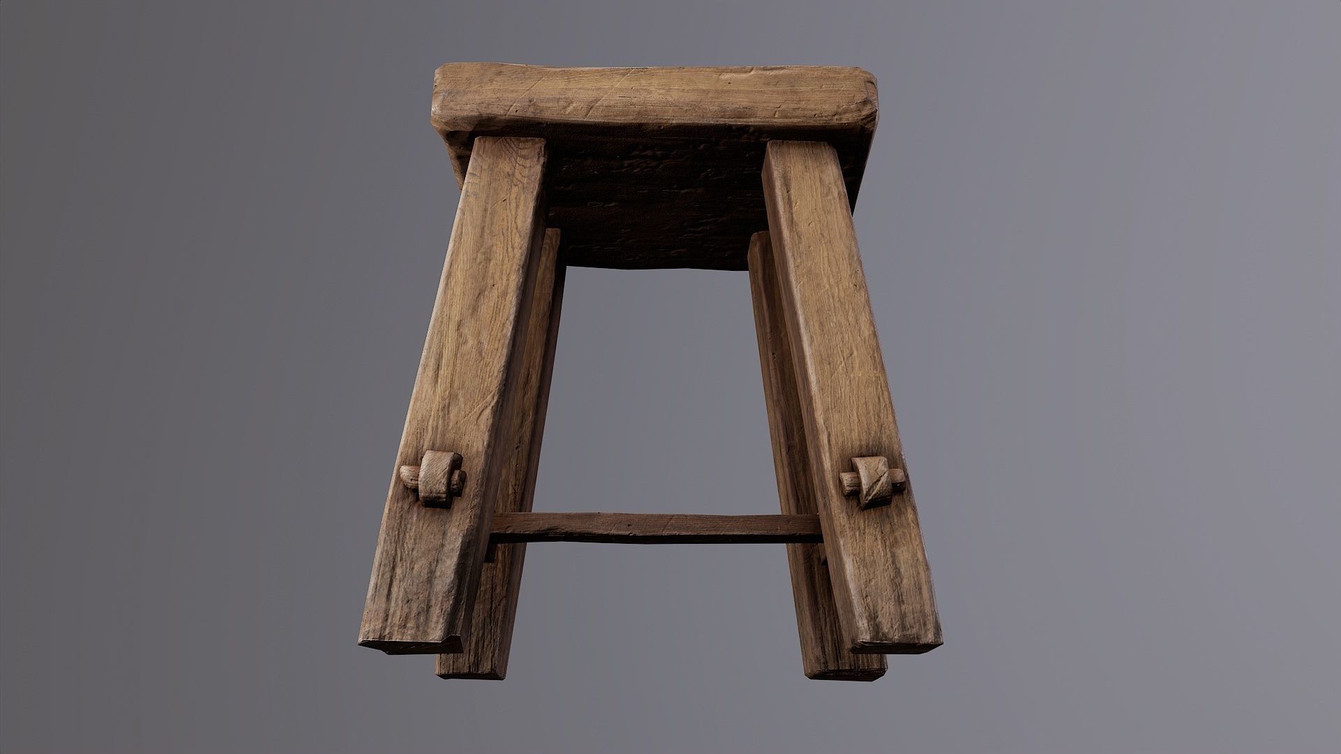 Medieval stool Low-poly 3D model_4