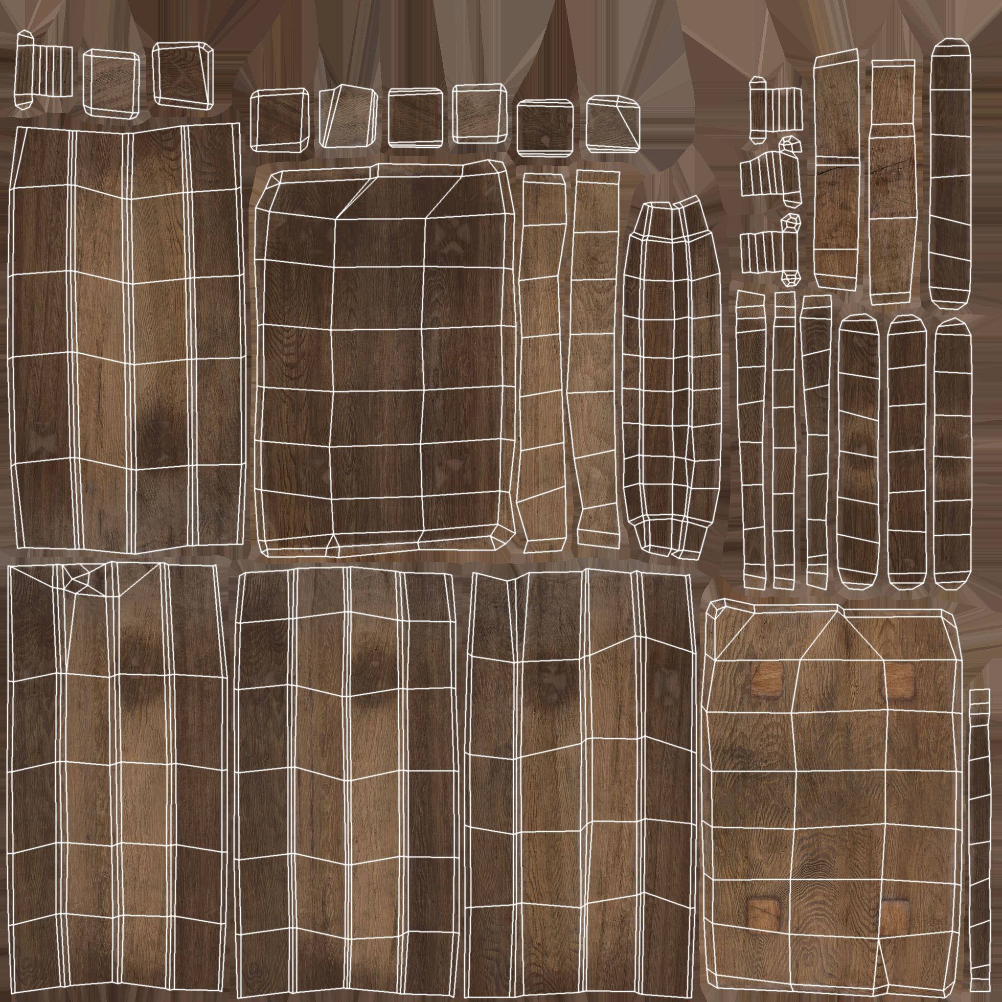 Medieval stool Low-poly 3D model_9