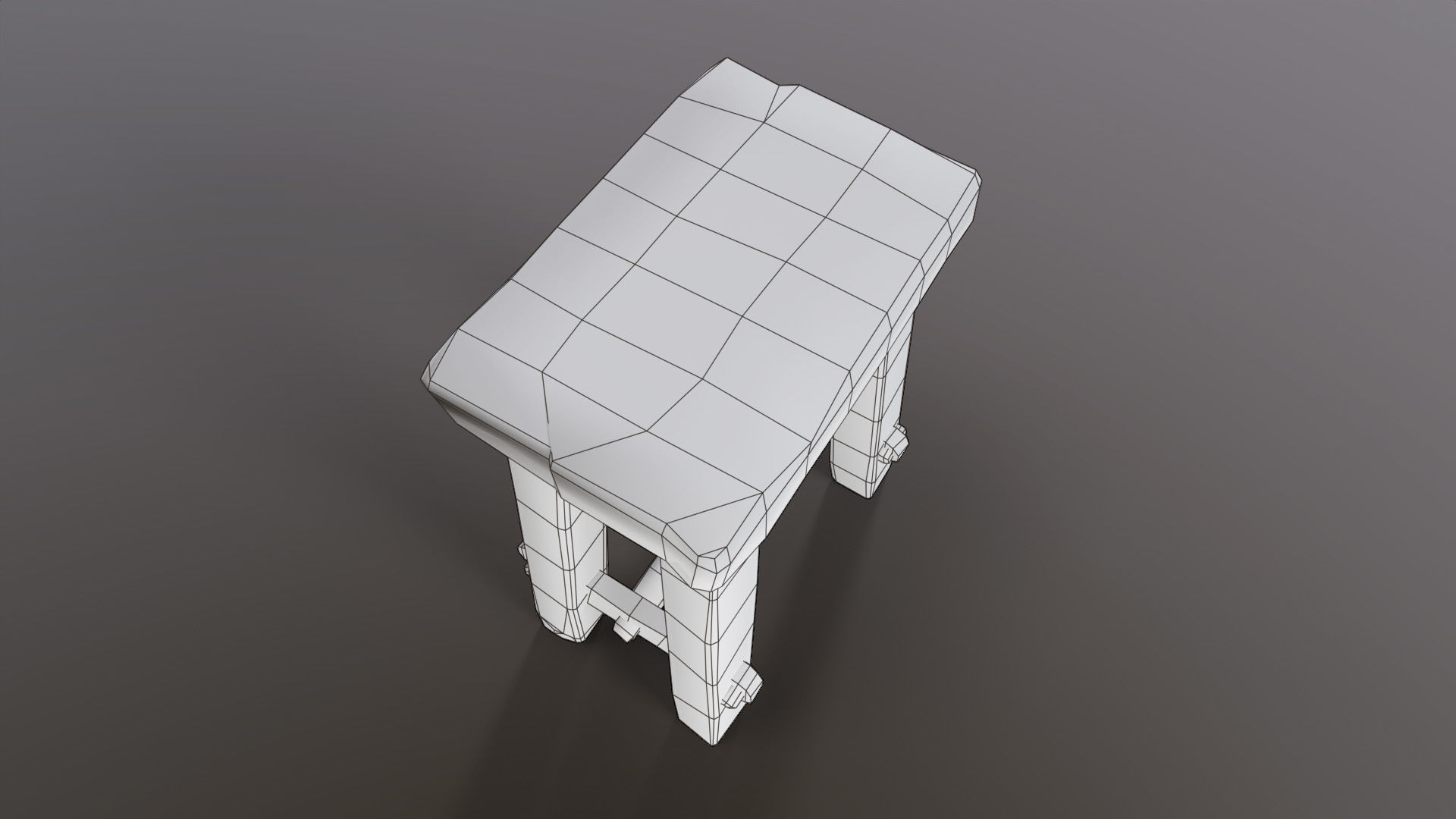 Medieval stool Low-poly 3D model_8