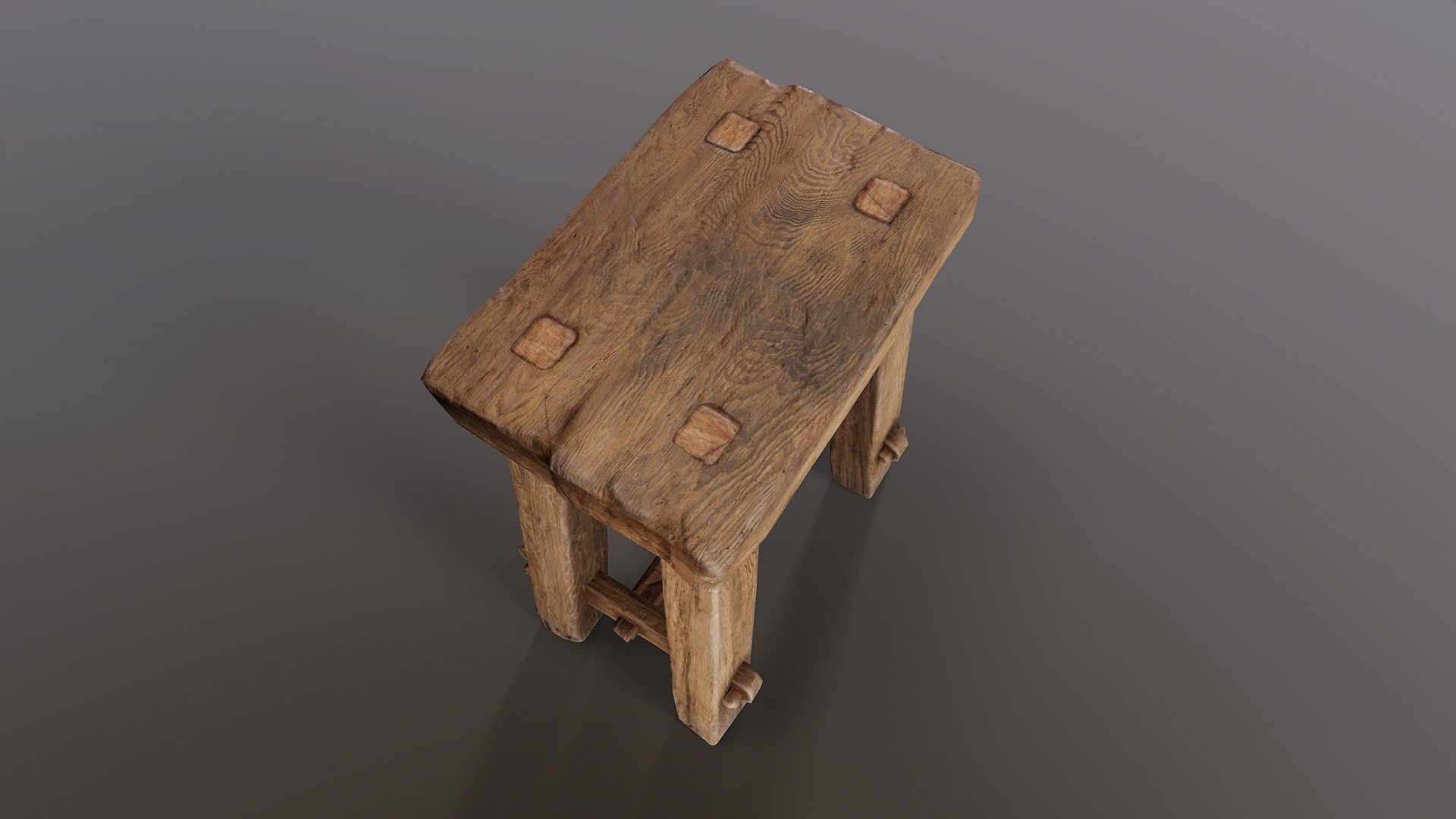 Medieval stool Low-poly 3D model_3