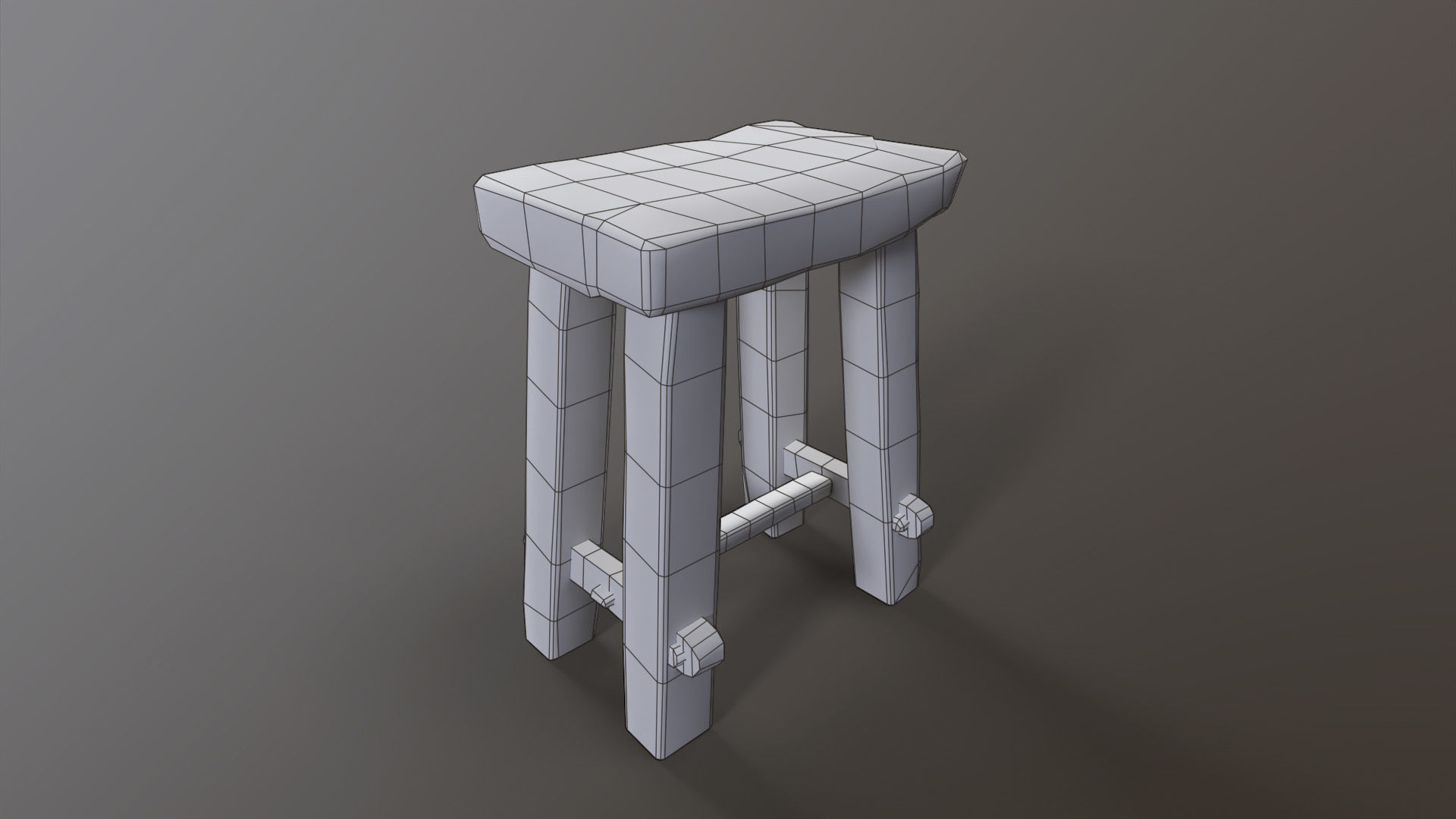 Medieval stool Low-poly 3D model_7