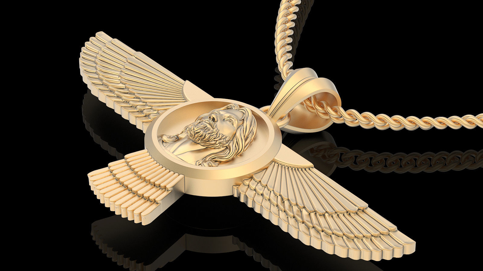Jesus wing pendant sterling  gold printable jewelry 3D model 3D print model_2