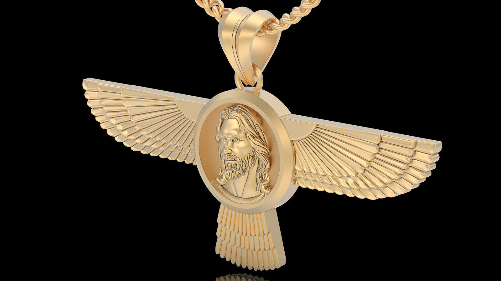 Jesus wing pendant sterling  gold printable jewelry 3D model 3D print model_4