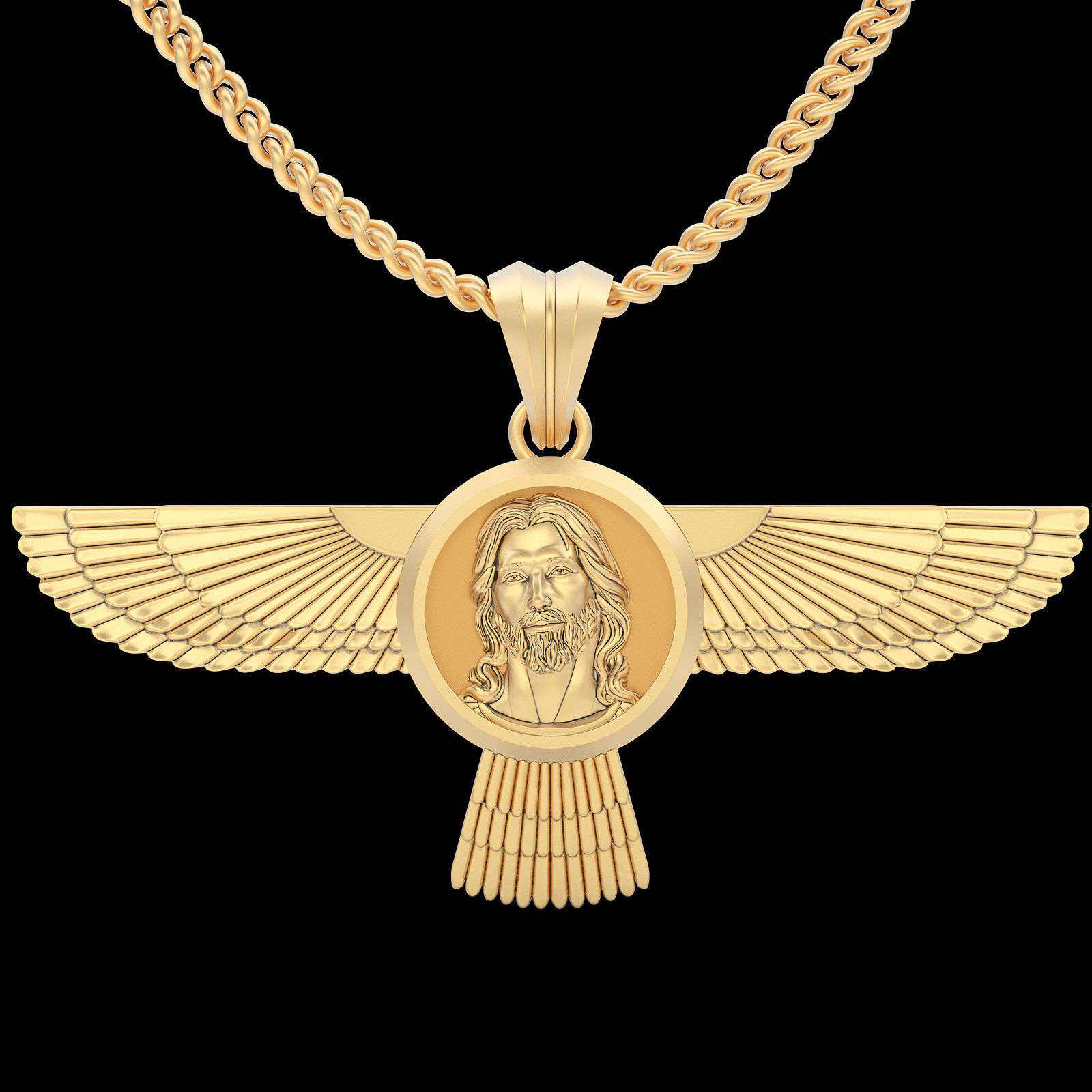 Jesus wing pendant sterling  gold printable jewelry 3D model 3D print model_6