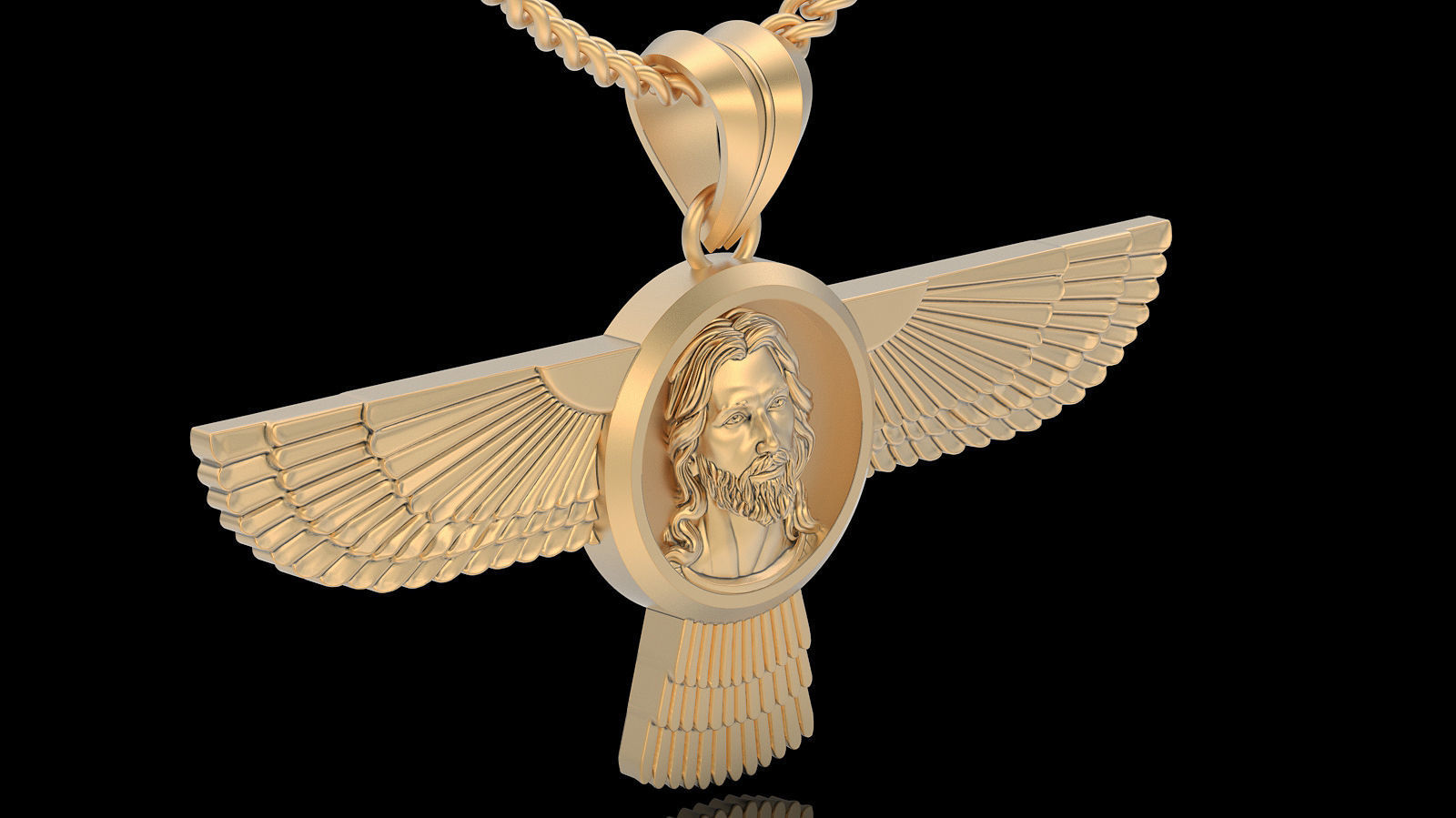 Jesus wing pendant sterling  gold printable jewelry 3D model 3D print model_3