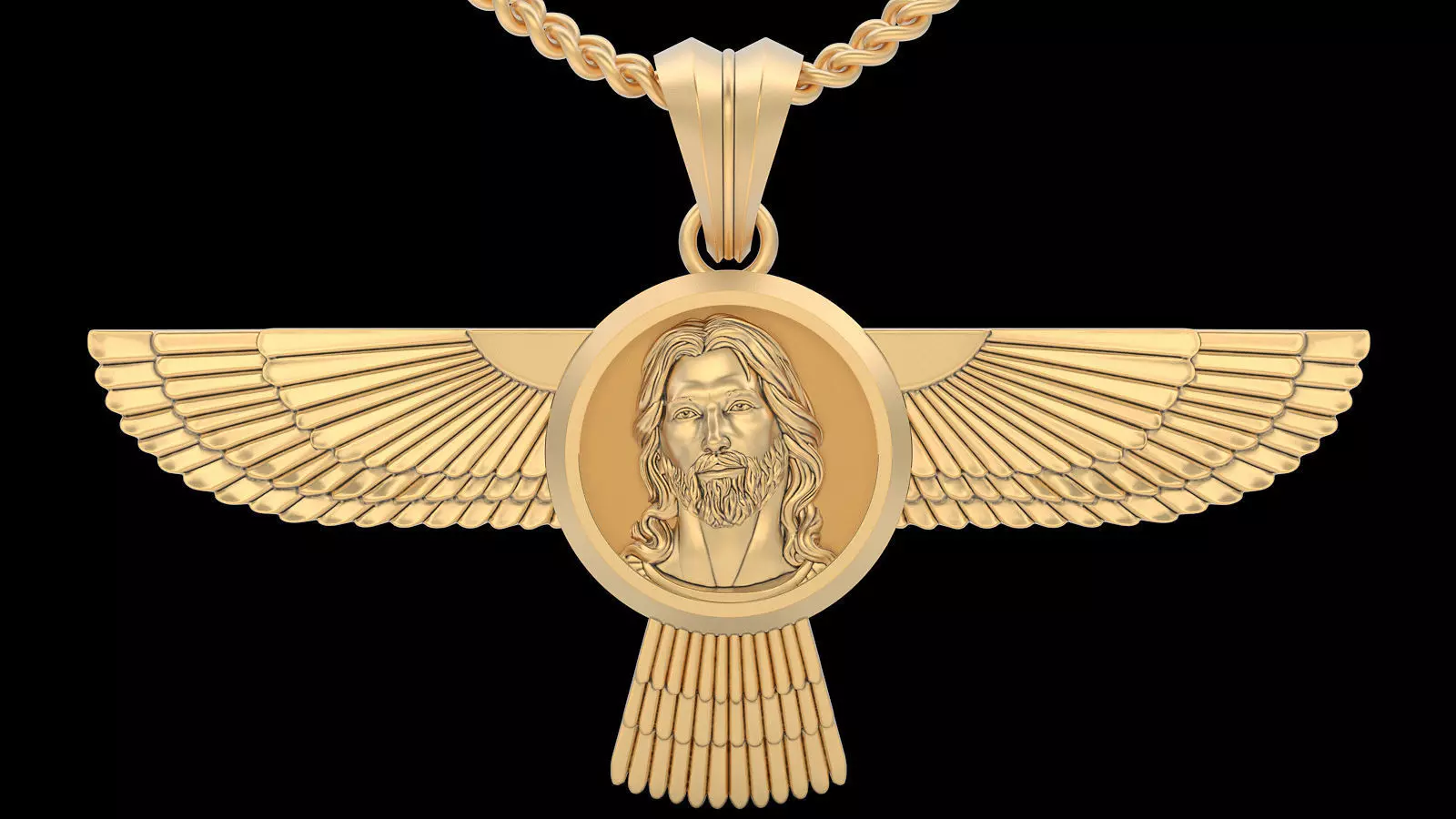 Jesus wing pendant sterling  gold printable jewelry 3D model 3D print model_0