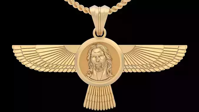 Jesus wing pendant sterling  gold printable jewelry 3D model 3D print model