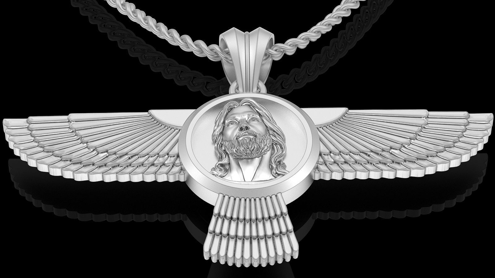 Jesus wing pendant sterling  gold printable jewelry 3D model 3D print model_5