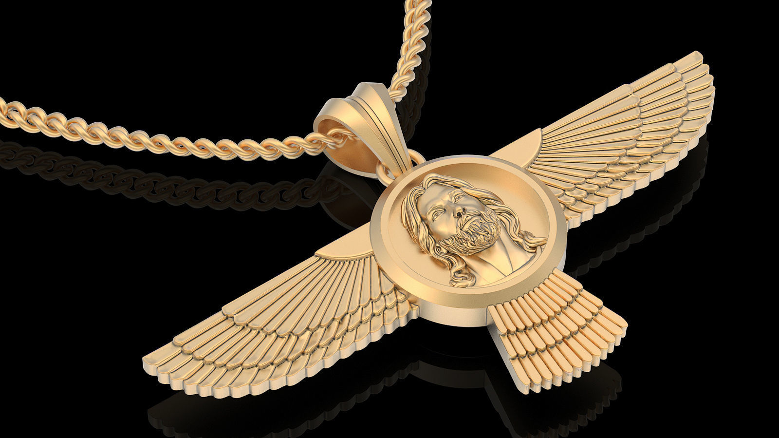 Jesus wing pendant sterling  gold printable jewelry 3D model 3D print model_1