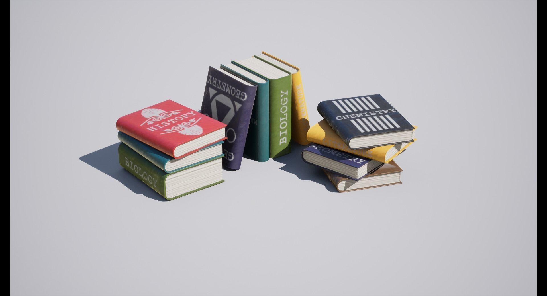 School Books Low-poly 3D model_12