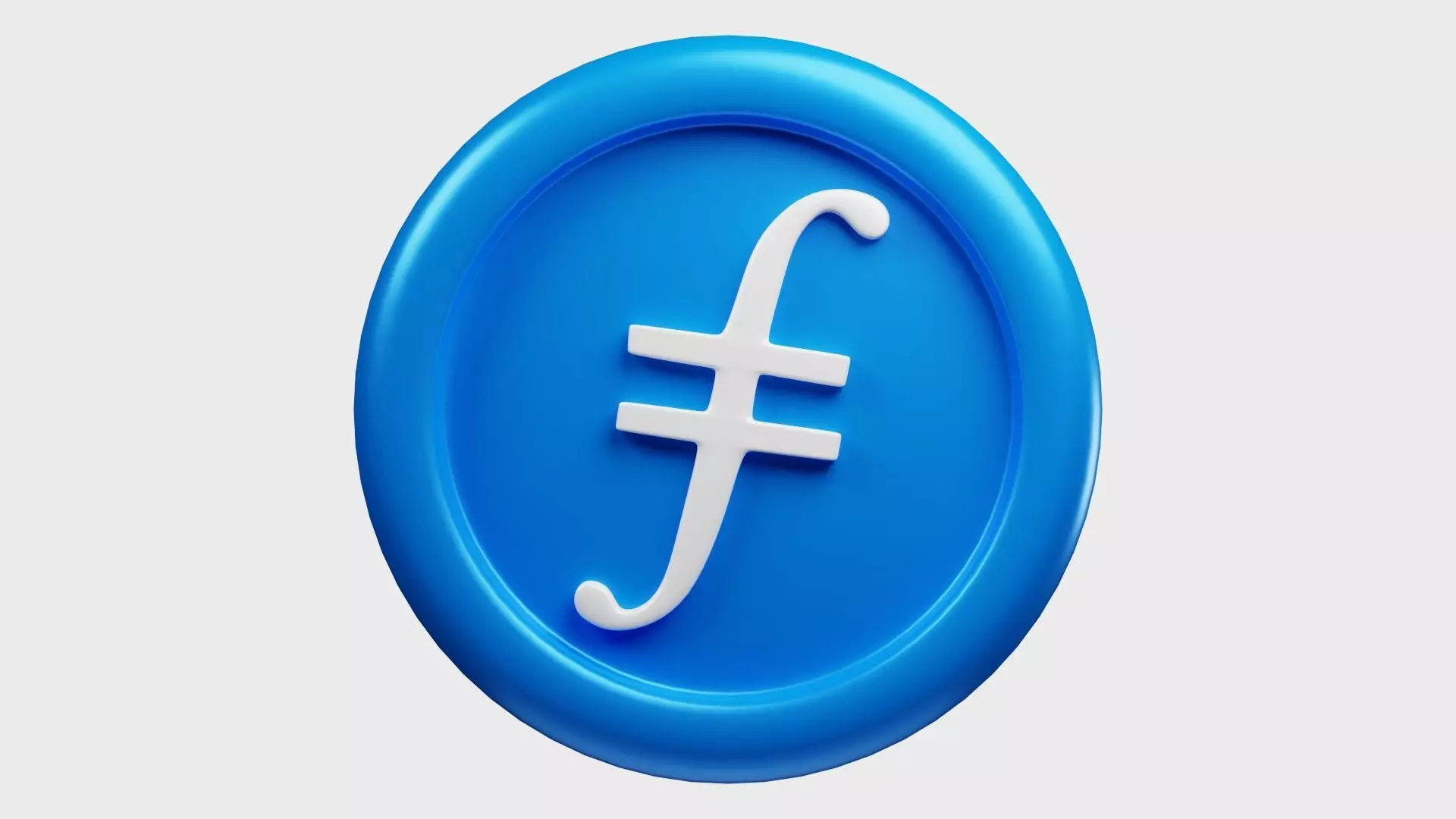 Filecoin or FIL Blue Crypto Coin with cartoon style 3D model_0