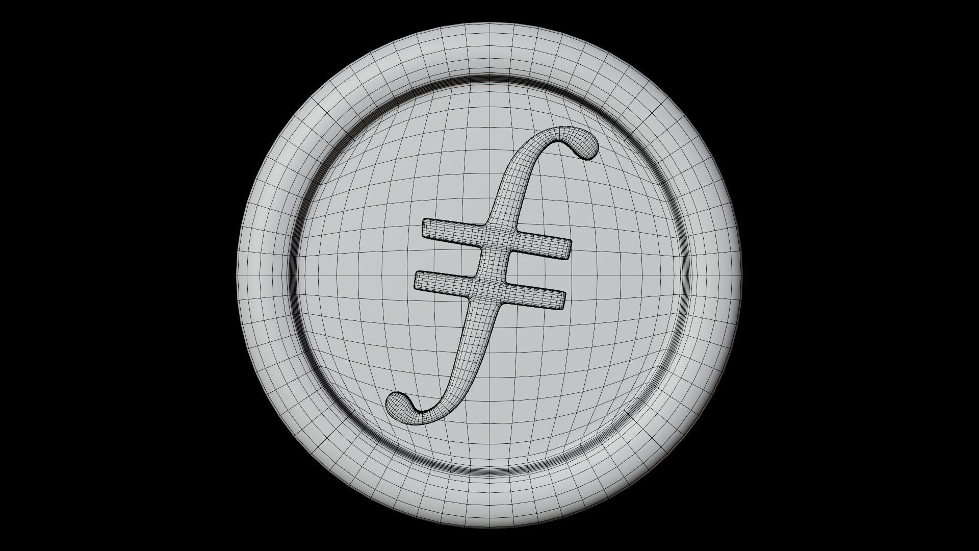 Filecoin or FIL Blue Crypto Coin with cartoon style 3D model_6