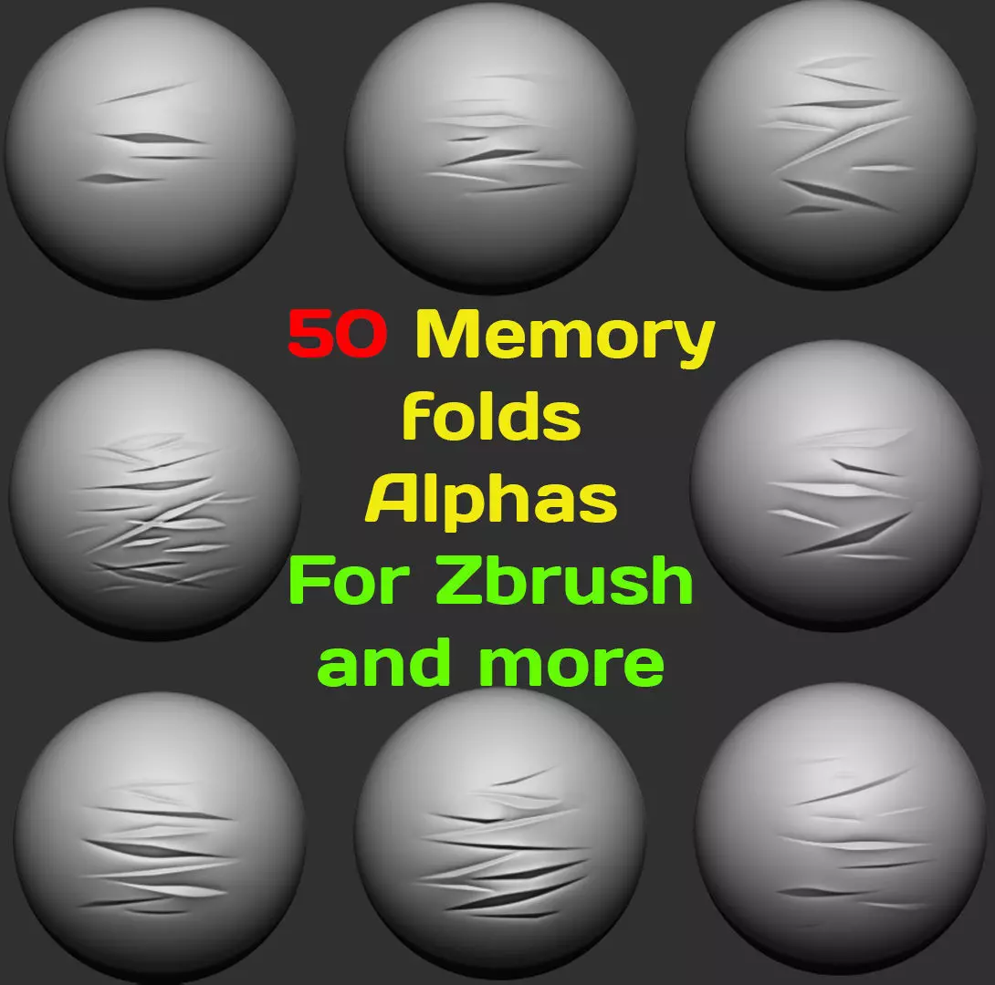 50 Memory Folds Alphas for Zbrush and more 3D model_0