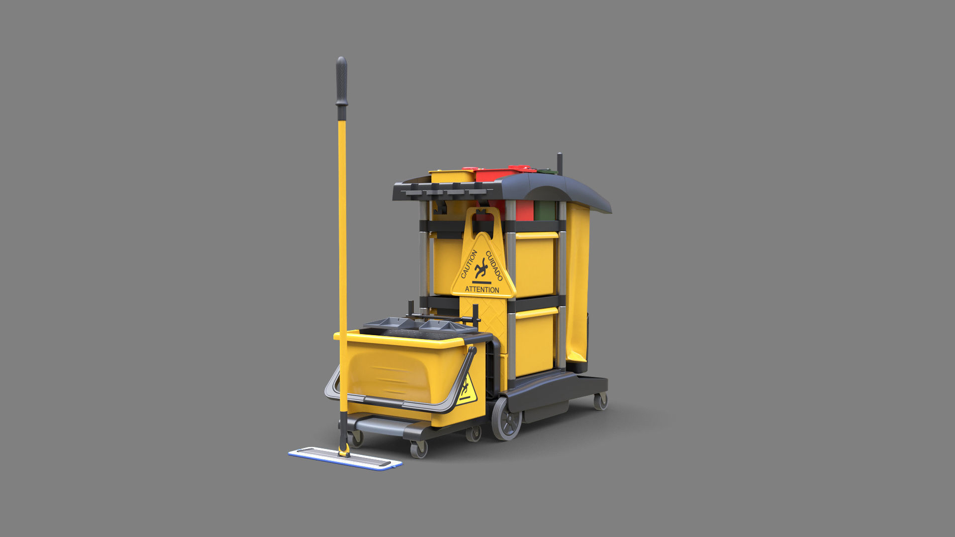 Cleaning Cart Low-poly 3D model_5