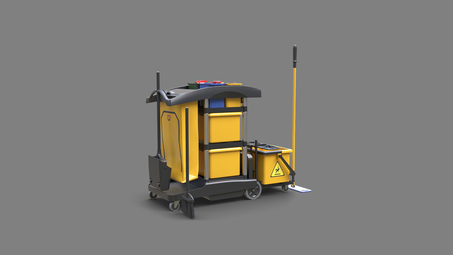Cleaning Cart Low-poly 3D model_1