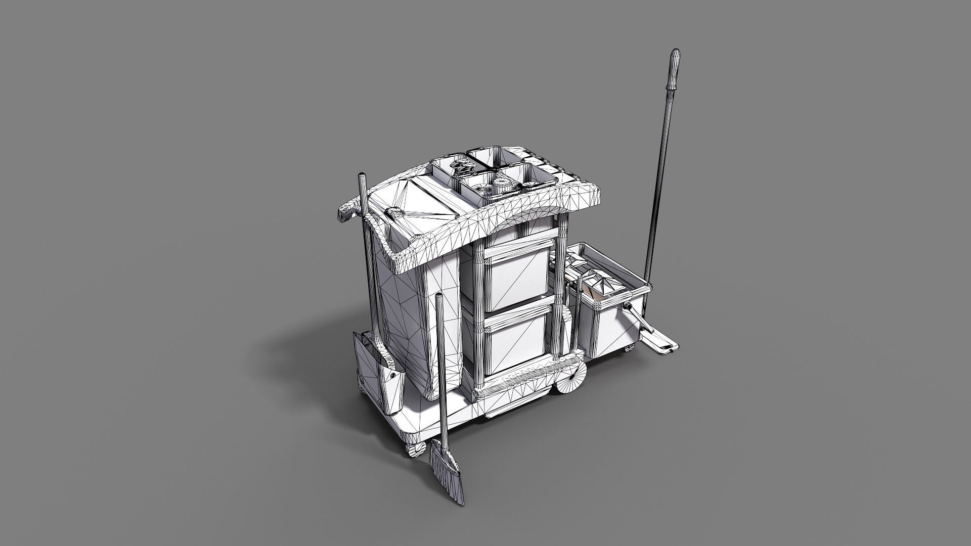Cleaning Cart Low-poly 3D model_10