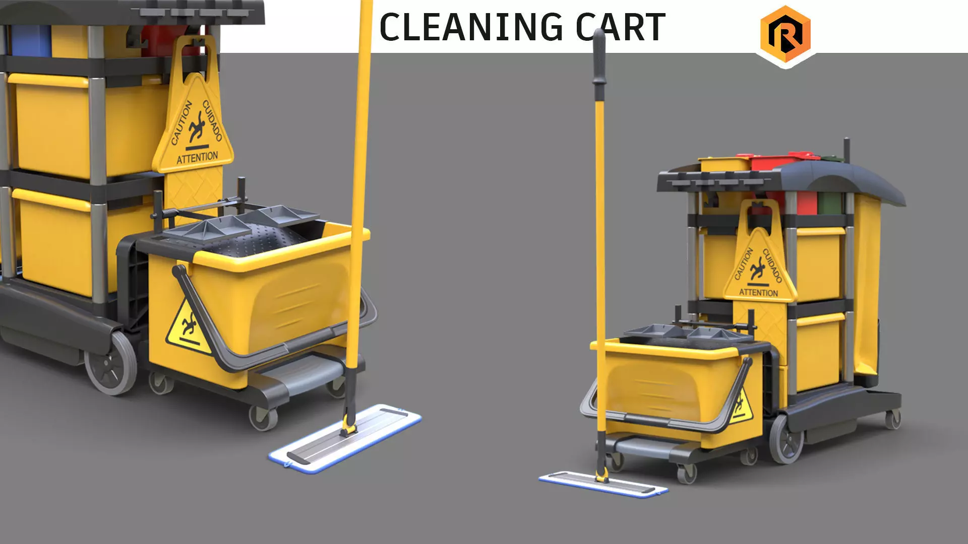 Cleaning Cart Low-poly 3D model_0