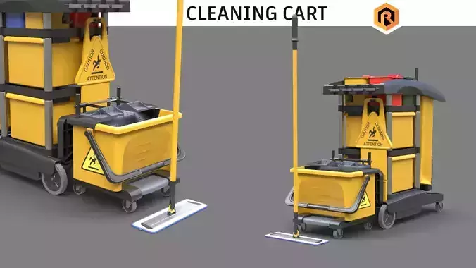 Cleaning Cart Low-poly 3D model