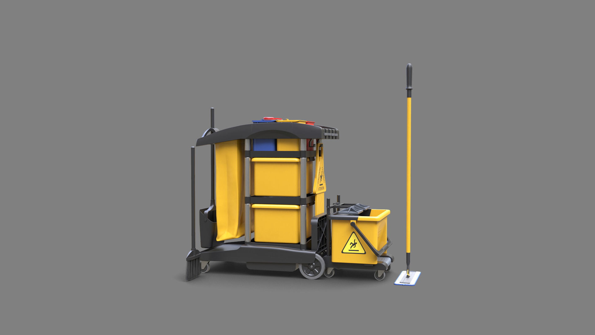 Cleaning Cart Low-poly 3D model_3