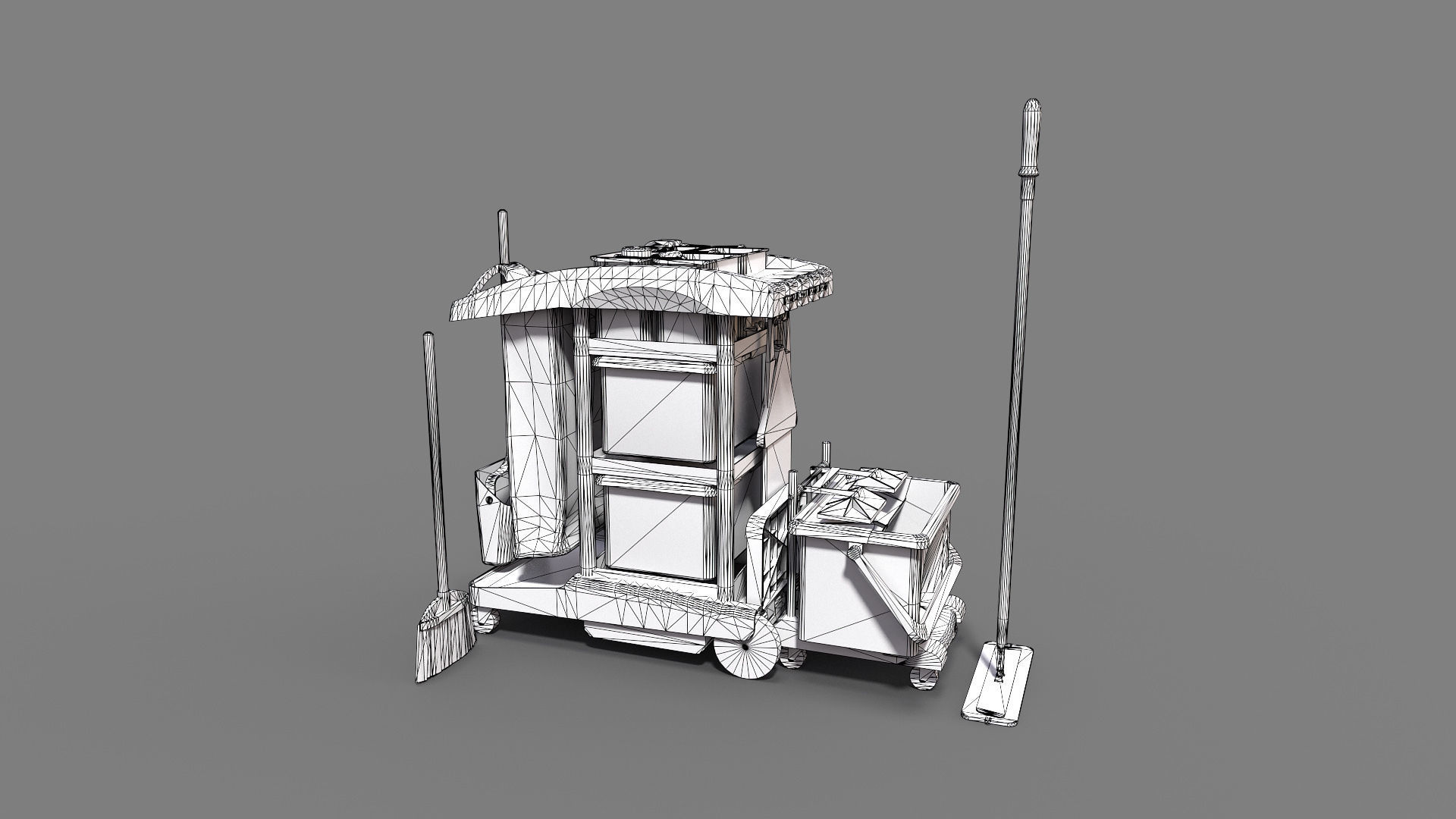 Cleaning Cart Low-poly 3D model_11
