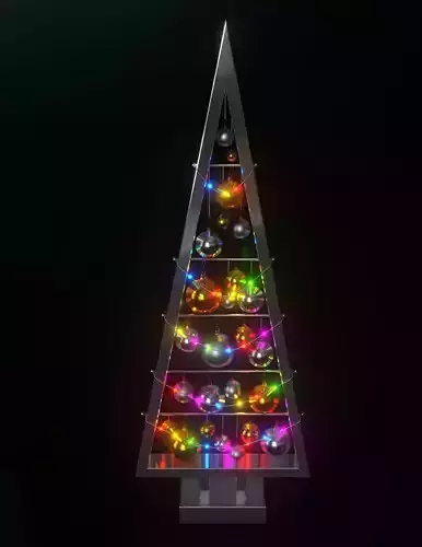 Modern Christmas tree with toys 3D model