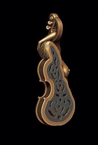 Violin girl pendant 3D print model_8