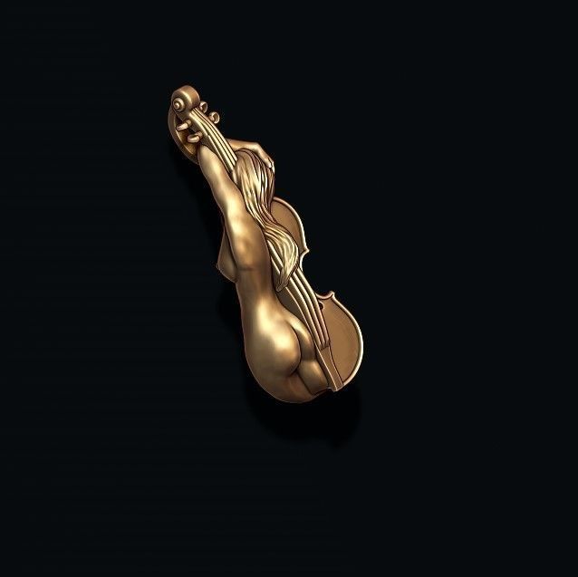Violin girl pendant 3D print model_2