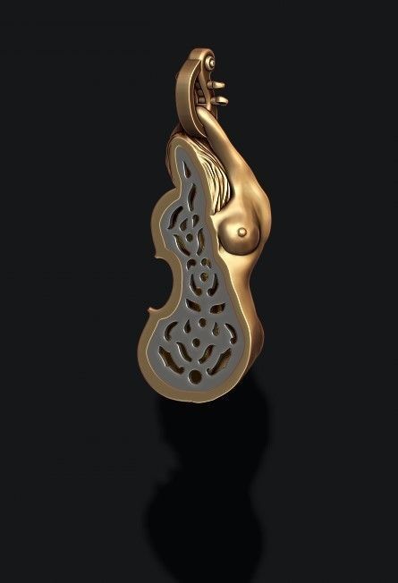 Violin girl pendant 3D print model_1