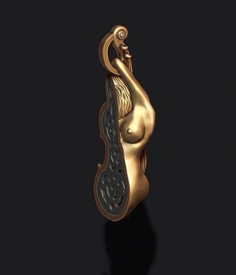 Violin girl pendant 3D print model_7