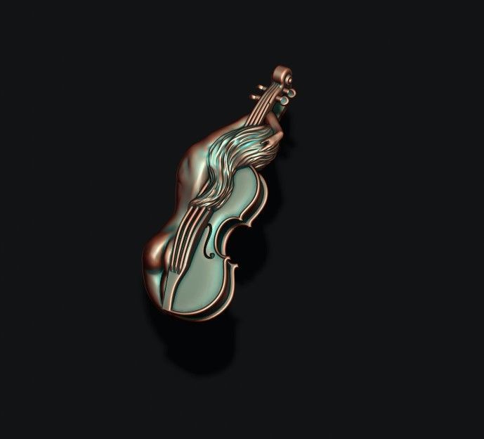 Violin girl pendant 3D print model_6