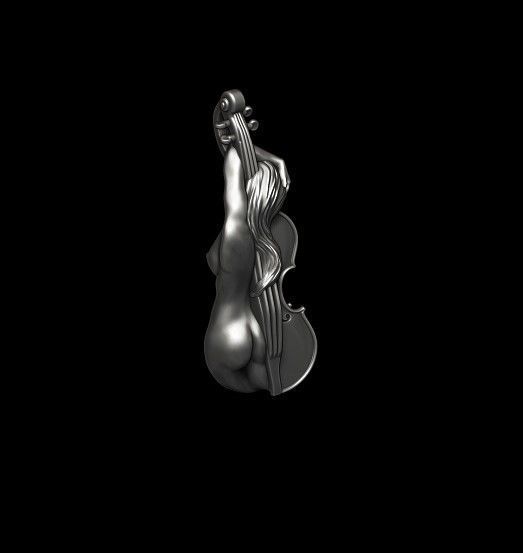 Violin girl pendant 3D print model_9