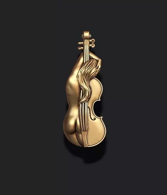 Violin girl pendant 3D print model_0