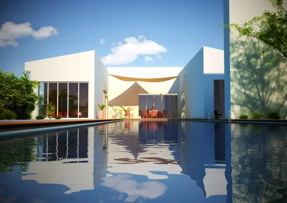 Modern House With Swimming Pool And Terrase 3D model_0