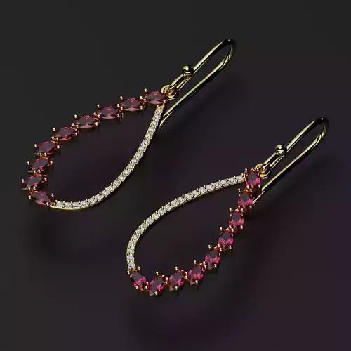 Earring Diamond and sapphire ruby emerald