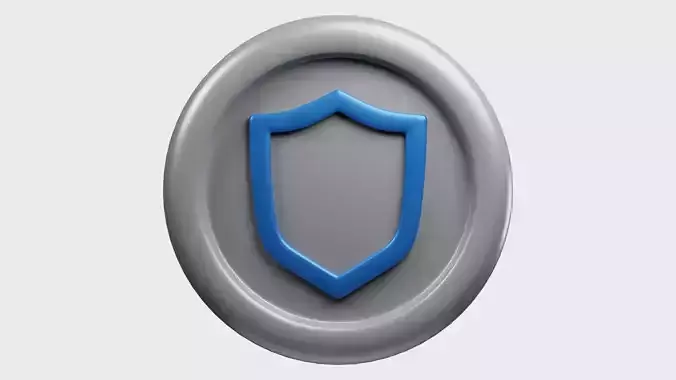 Trust Wallet Token or TWT Silver Crypto Coin with cartoon style 3D model