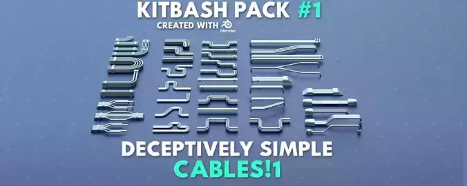 Simple Greeble Cable Kitbash Free 3D model