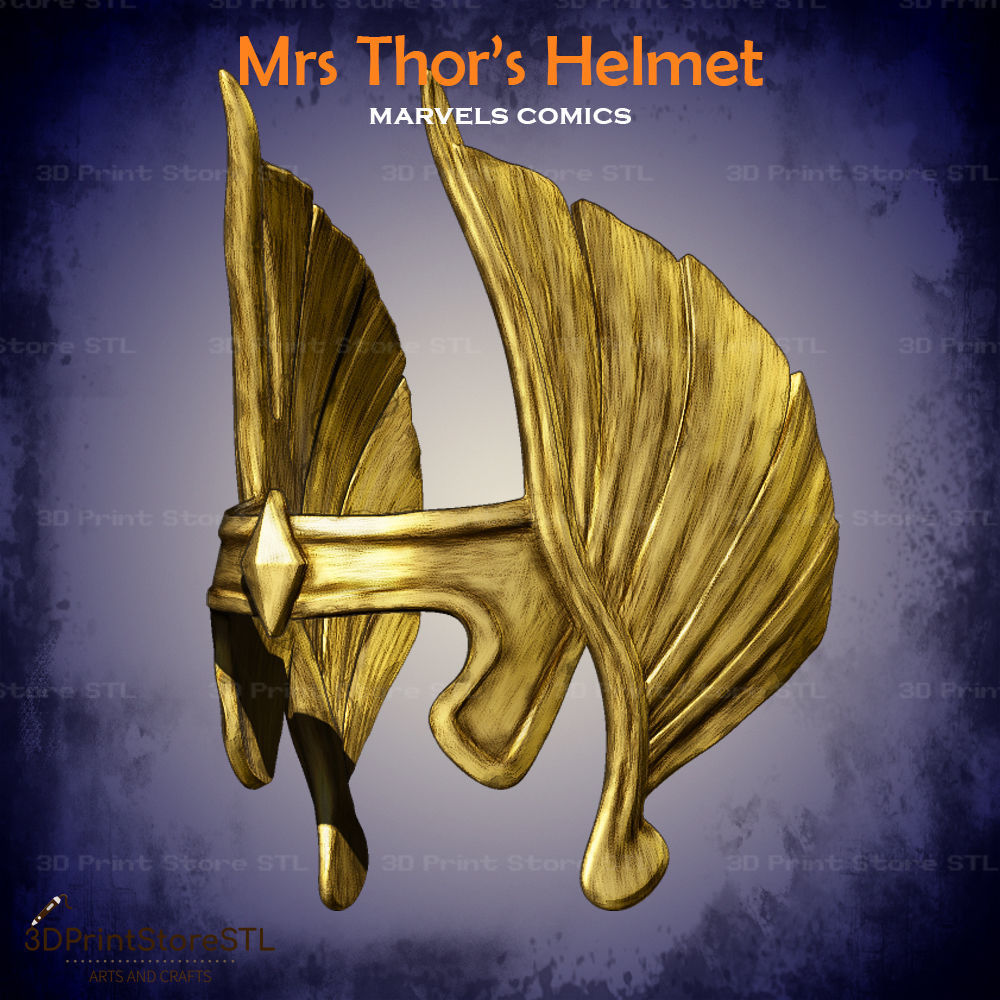 Mrs Thor Helmet Cosplay Marvel comics - STL File 3D print model_2