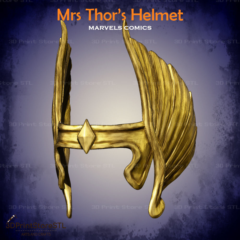Mrs Thor Helmet Cosplay Marvel comics - STL File 3D print model_1