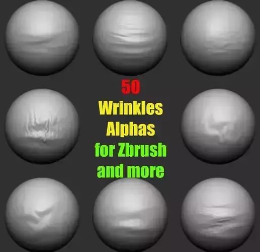 50 Wrinkles Alphas v1 for Zbrush and more 3D model