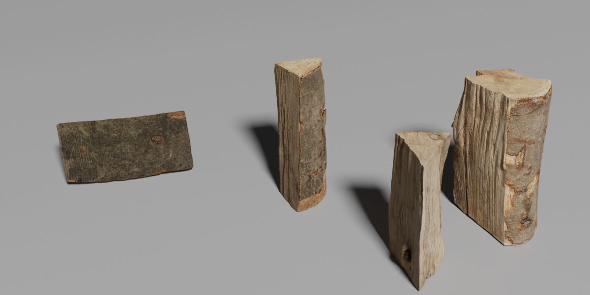 Photorealistic Firewood Pieces Low-poly 3D model_7