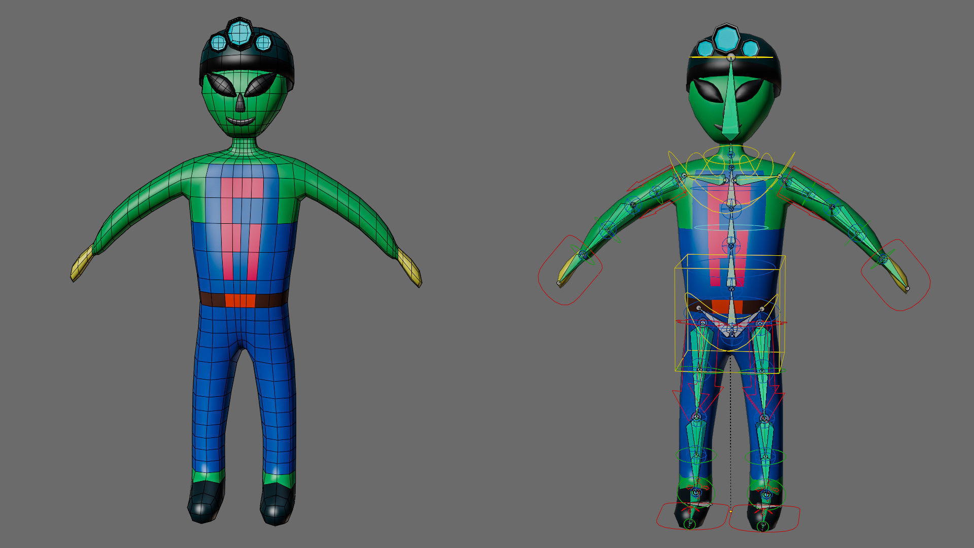 Cartoon characters aliens Low-poly 3D model_23