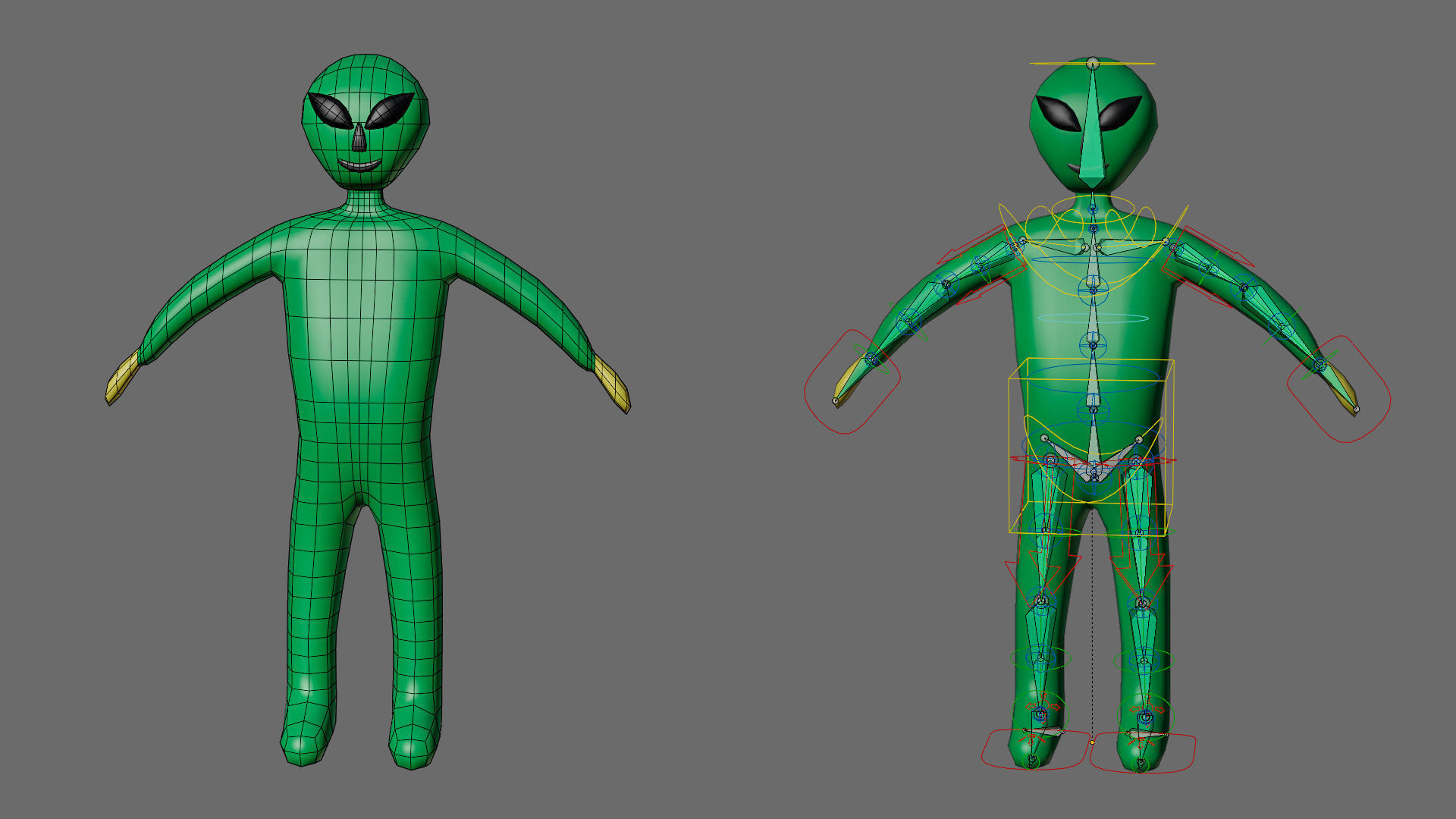 Cartoon characters aliens Low-poly 3D model_22