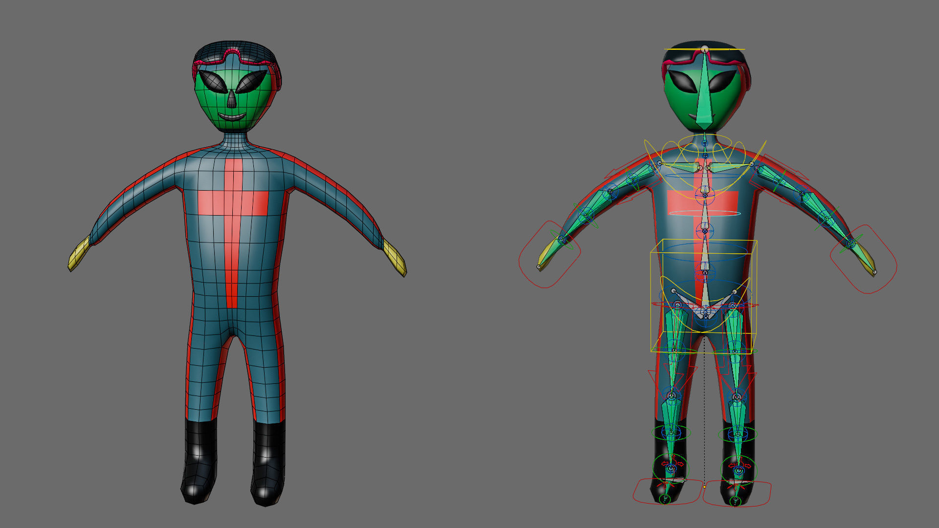 Cartoon characters aliens Low-poly 3D model_24
