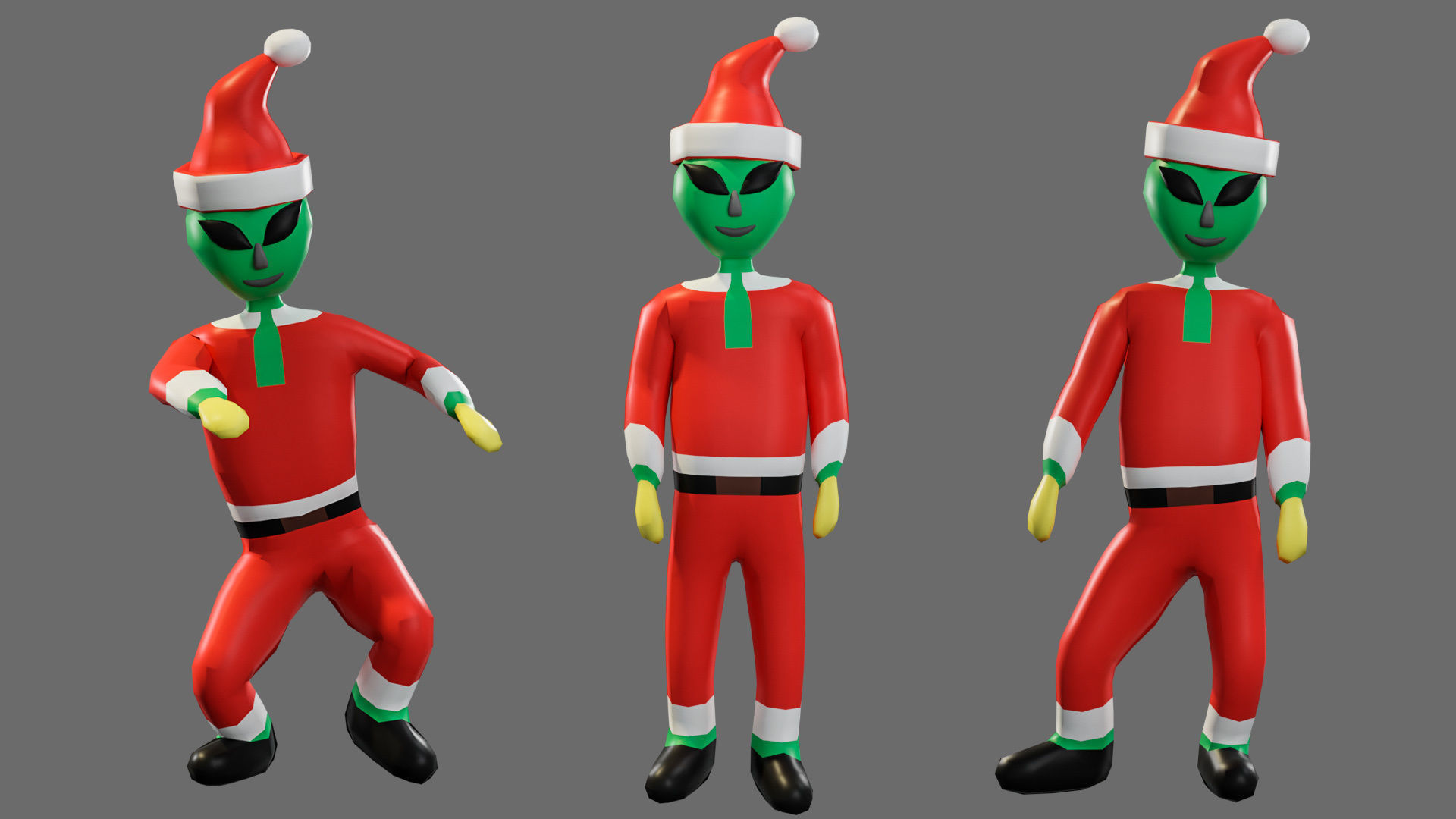 Cartoon characters aliens Low-poly 3D model_16