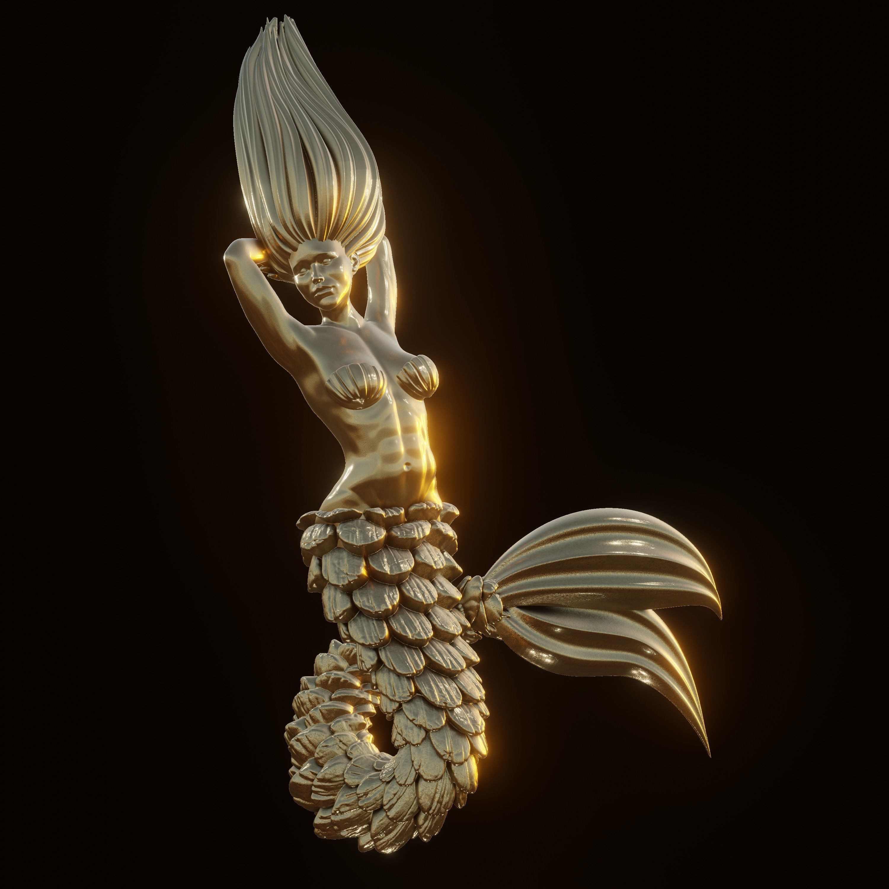 Mermaid 3D print model_3